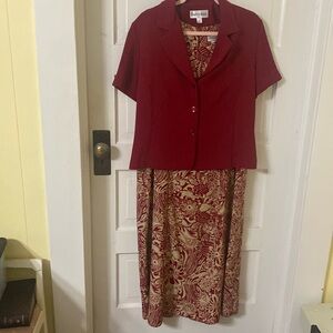 Danny & Nicole Red and Cream Patterned Dress